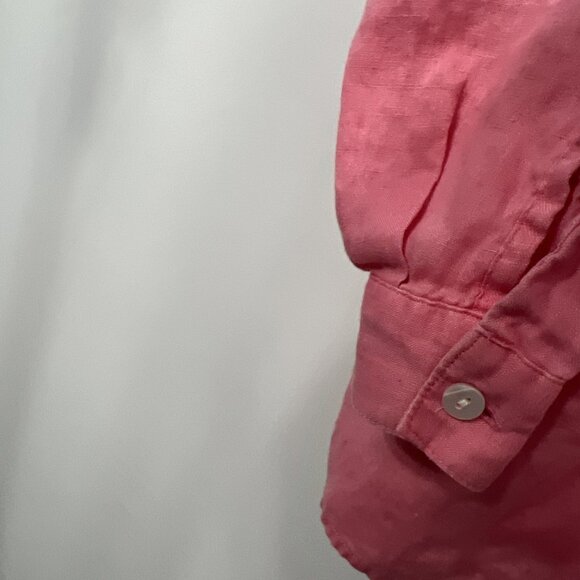 J Jill Love Linen Essential Top XL Solid Pink 100% Linen Button Up Long Sleeve - Picture 6 of 9